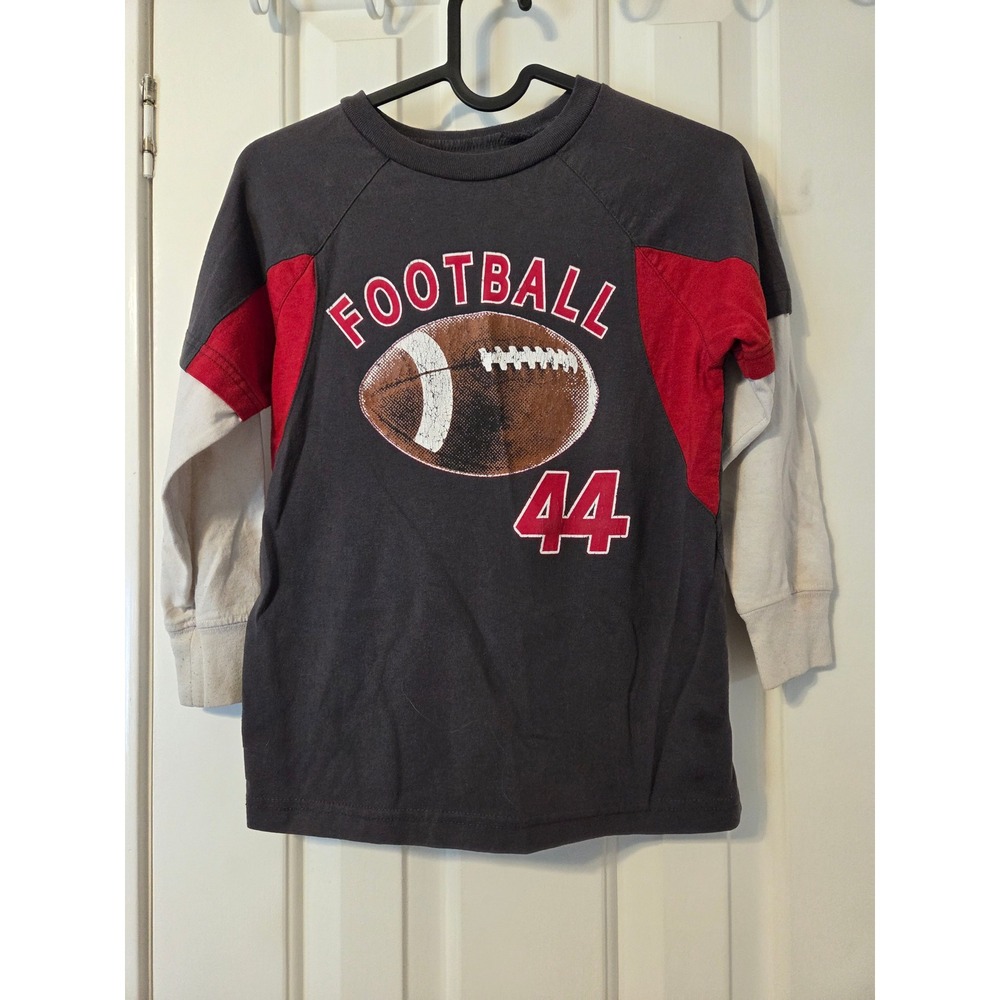 Simply For Sports Boys Football 44 Graphic Long Sleeve Shirt Grey Red Size 8